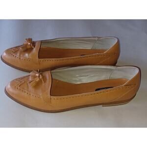 Nickels Made in Italy Tan Leather Loafers Women's 9AA Tassels Embellished Design